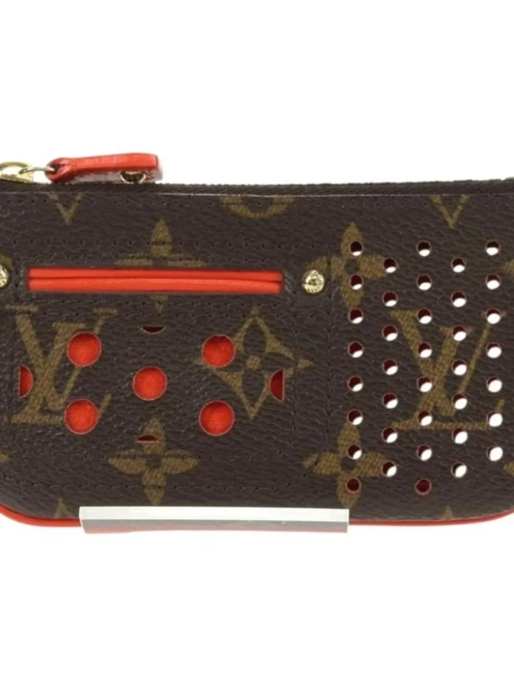 LOUIS VUITTON Monogram Perfo Pochette Cles Coin Purse Orange M95222 Auth 180394M